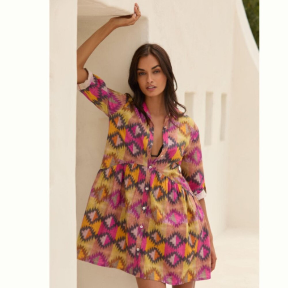 Brand New Ro's Garden Deauville Button-Front Mini Dress